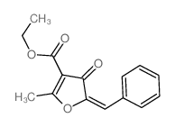 3-Furancarboxylic acid,4,5-dihydro-2-methyl-4-oxo-5-(phenylmethylene)-, ethyl ester Structure