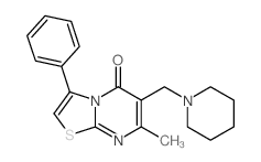 4-methyl-9-phenyl-3-(1-piperidylmethyl)-7-thia-1,5-diazabicyclo[4.3.0]nona-3,5,8-trien-2-one structure