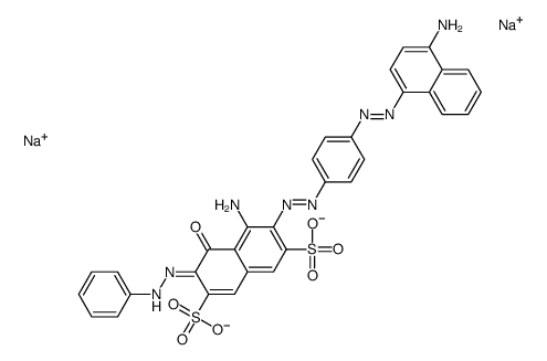 4-amino-3-[[4-[(4-amino-1-naphthyl)azo]phenyl]azo]-5-hydroxy-6-(phenylazo)naphthalene-2,7-disulphonic acid, sodium salt结构式