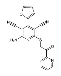 2-amino-6-(2-oxo-2-(pyridin-2-yl)ethylthio)-4-(furan-2-yl)pyridine-3,5-dicarbonitrile Structure