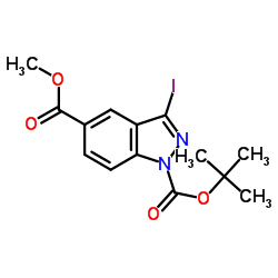 1-tert-Butyl 5-methyl 3-iodo-1H-indazole-1,5-dicarboxylate Structure