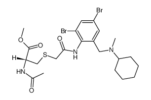 S-<2,4-dibromo-6-(N-cicloesil-N-metil)aminometil>anilidocarbometil-N-acetilcisteinato di metile结构式