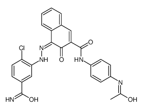 N-[4-(acetylamino)phenyl]-4-[[5-(aminocarbonyl)-2-chlorophenyl]azo]-3-hydroxynaphthalene-2-carboxamide Structure