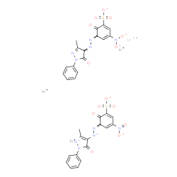 trihydrogen bis[3-[(4,5-dihydro-3-methyl-5-oxo-1-phenyl-1H-pyrazol-4-yl)azo]-2-hydroxy-5-nitrobenzenesulphonato(3-)]chromate(3-) Structure