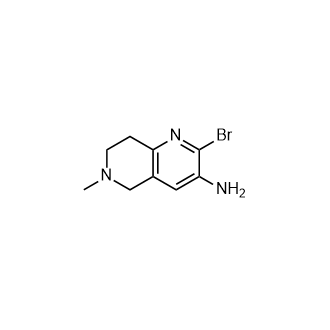 2-Bromo-6-methyl-5,6,7,8-tetrahydro-1,6-naphthyridin-3-amine structure