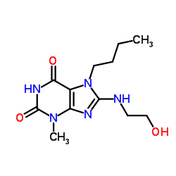7-Butyl-8-[(2-hydroxyethyl)amino]-3-methyl-3,7-dihydro-1H-purine-2,6-dione结构式