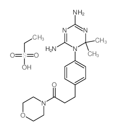 3-[4-(4,6-diamino-2,2-dimethyl-1,3,5-triazin-1-yl)phenyl]-1-morpholin-4-yl-propan-1-one; ethanesulfonic acid结构式