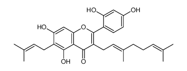 2-(2,4-Dihydroxyphenyl)-3-(3,7-dimethyl-2,6-octadienyl)-5,7-dihydroxy-6-(3-methyl-2-butenyl)-4H-1-benzopyran-4-one结构式