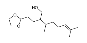 2-(1',1'-ethylene dioxy-3'-propyl)-3,7-dimethyl-oct-6-enol Structure