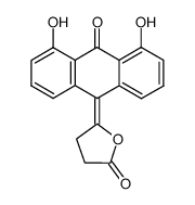 1,8-dihydroxy-10-(dihydro-5'-oxo-2'H-(3'H)-furanyliden)-9(10H)-anthracenone Structure