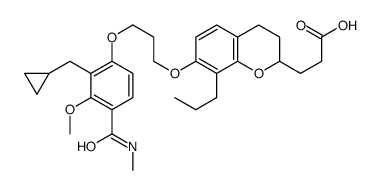 7-(3-(2-(cyclopropylmethyl)-3-methoxy-4-((methylamino)carbonyl)phenoxy)propoxy)-3,4-dihydro-8-propyl-2H-1-benzopyran-2-propanoic acid structure