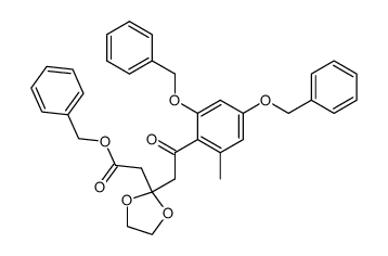 [2-[2-(2,4-Dibenzyloxy-6-methylphenyl)-2-oxoethyl]-1,3-dioxolan-2-yl]essigsaeure-benzylester结构式