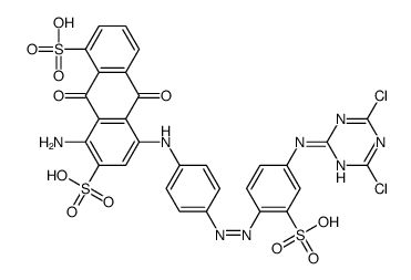 8-amino-5-[[4-[[4-[(4,6-dichloro-1,3,5-triazin-2-yl)amino]-2-sulphophenyl]azo]phenyl]amino]-9,10-dihydro-9,10-dioxoanthracene-1,7-disulphonic acid Structure