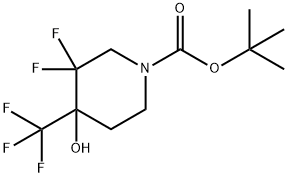 tert-butyl 3,3-difluoro-4-hydroxy-4-(trifluoromethyl)piperidine-1-carboxylate structure