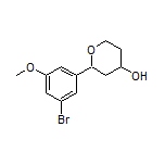 2-(3-溴-5-甲氧基苯基)四氢-2H-吡喃-4-醇结构式
