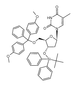 5’-O-[bis(4-methoxyphenyl)phenylmethyl]-2’-deoxy-3’-O-[(1,1-dimethylethyl)diphenylsilyl]-3,4-dihydrothymidine结构式