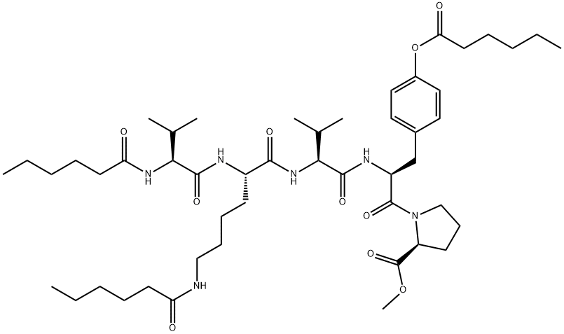 N-(1-Oxohexyl)-L-Val-N6-(1-oxohexyl)-L-Lys-L-Val-O-(1-oxohexyl)-L-Tyr-L-Pro-OMe picture