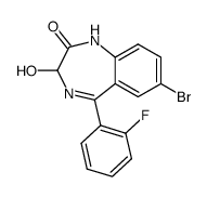 7-bromo-5-(2-fluorophenyl)-1,3-dihydro-3-hydroxy-2H-1,4-benzodiazepin-2-one结构式