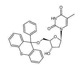 5'-O-(9-phenylthioxanthyl)-2'-deoxythimidine结构式