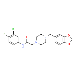 2-[4-(1,3-BENZODIOXOL-5-YL)PIPERAZINO]-N-(3-CHLORO-4-FLUOROPHENYL)ACETAMIDE structure