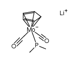 lithium dicarbonyl(η5-cyclopentadienyl)(dimethylphosphine)molybdate(1-) Structure