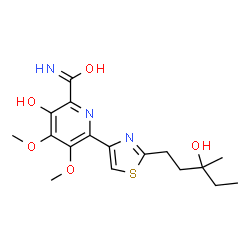 (+)-3-Hydroxy-6-[2-(3-hydroxy-3-methylpentyl)-4-thiazolyl]-4,5-dimethoxy-2-pyridinecarboxamide结构式