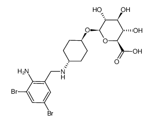 (2S,3S,4S,5R,6R)-6-(4-(2-amino-3,5-dibromobenzylamino)-cyclohexyloxy)-3,4,5-trihydroxytetrahydro-2H-pyran-2-carboxylic acid structure