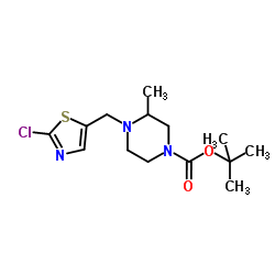 2-Methyl-2-propanyl 4-[(2-chloro-1,3-thiazol-5-yl)methyl]-3-methyl-1-piperazinecarboxylate结构式