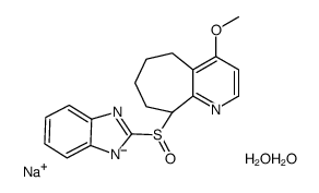 sodium,(9R)-9-[(S)-benzimidazol-1-id-2-ylsulfinyl]-4-methoxy-6,7,8,9-tetrahydro-5H-cyclohepta[b]pyridine,dihydrate结构式