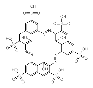 1,23:7,9:15,17-Triethenotribenzo[c,i,o][1,2,7,8,13,14] hexaazacyclooctadecine-3,11,19,25,28,30-hexasulfonic acid, 8,16, 24-trihydroxy- structure