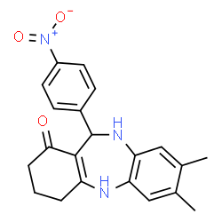 7,8-Dimethyl-11-(4-nitrophenyl)-2,3,4,5,10,11-hexahydro-1H-dibenzo[b,e][1,4]diazepin-1-one Structure