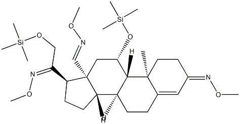 (17α)-3,20-Bis(methoxyimino)-11β,21-bis(trimethylsiloxy)pregn-4-en-18-al O-methyl oxime structure