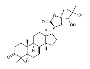 (13α,14β,17α,20S)-23,24,25-Trihydroxy-3-oxo-5α-lanost-7-en-21-oic acid γ-lactone Structure