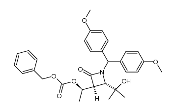 (3S,4S)-3-[(R)-1-benzyloxycarbonyloxyethyl]-1-(di-p-anisylmethyl)-4-(1-hydroxyl-1-methylethyl)-2-azetidinone结构式