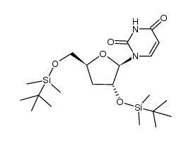 1-(3'-deoxy-2',5'-di-(tert-butyldimethylsilyloxy)-β-D-ribofuranosyl)uracil Structure