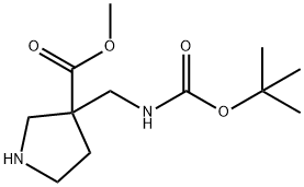 3-(tert-Butoxycarbonylamino-methyl)-pyrrolidine-3-carboxylic acid methyl ester Structure