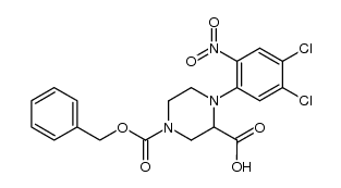 4-carbobenzyloxy-1-(4,5-dichloro-2-nitrophenyl)piperazine-2-carboxylic acid Structure