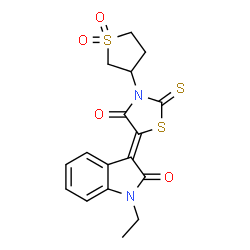 (3Z)-3-[3-(1,1-dioxidotetrahydrothiophen-3-yl)-4-oxo-2-thioxo-1,3-thiazolidin-5-ylidene]-1-ethyl-1,3-dihydro-2H-indol-2-one Structure