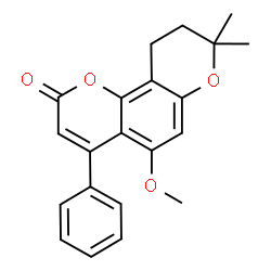 5-Methoxy-8,8-dimethyl-4-phenyl-9,10-dihydro-2H,8H-pyrano[2,3-f]chromen-2-one结构式