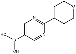 (2-(tetrahydro-2H-pyran-4-yl)pyrimidin-5-yl)boronic acid structure