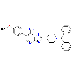 2-[4-(Diphenylmethyl)-1-piperazinyl]-6-(4-methoxyphenyl)[1,2,4]triazolo[1,5-a]pyrimidin-7-amine Structure