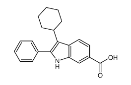 3-cyclohexyl-2-phenyl-1H-indole-6-carboxylic acid结构式