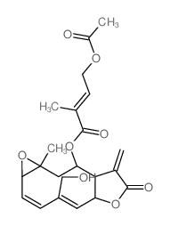 4-(Hydroxymethyl)-10a-methyl-8-methylene-7-oxo-1a,5a,7,8,8a,9,10,10a-octahydrooxireno[2,3:5,6]cyclodeca[1,2-b]furan-9-yl 4-(acetyloxy)-2-methyl-2-butenoate structure