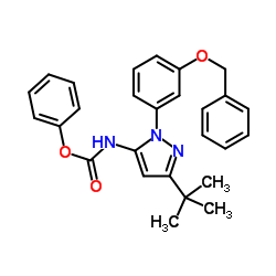 Phenyl {1-[3-(benzyloxy)phenyl]-3-(2-methyl-2-propanyl)-1H-pyrazol-5-yl}carbamate结构式