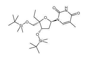 3',5'-bis-O-(tert-butyldimethylsilyl)-4'-ethylthymidine结构式