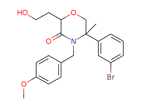 rac-5-(3-bromophenyl)-2-(2-hydroxyethyl)-4-(4-methoxybenzyl)-5-methylmorpholin-3-one Structure