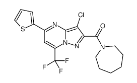 azepan-1-yl-[7-chloro-4-thiophen-2-yl-2-(trifluoromethyl)-1,5,9-triazabicyclo[4.3.0]nona-2,4,6,8-tetraen-8-yl]methanone Structure