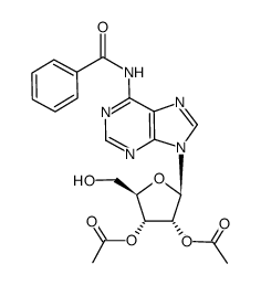 N6-benzoyl-9-(2',3'-di-O-acetyl-β-D-ribofuranosyl)adenine结构式