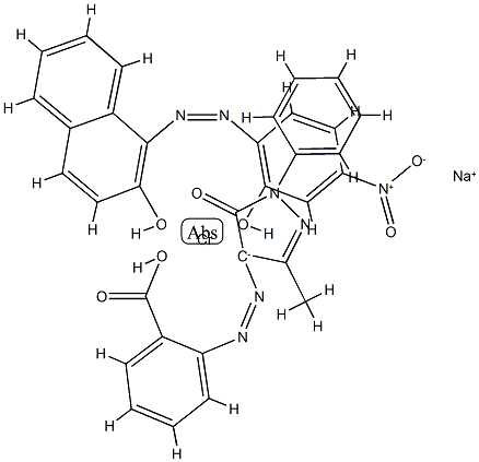 sodium [2-[(4,5-dihydro-3-methyl-5-oxo-1-phenyl-1H-pyrazol-4-yl)azo]benzoato(2-)][1-[(2-hydroxy-4-nitrophenyl)azo]-2-naphtholato(2-)]chromate(1-) structure