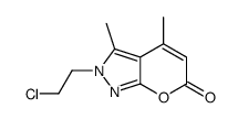 2-(2-chloroethyl)-3,4-dimethylpyrano[2,3-c]pyrazol-6-one结构式